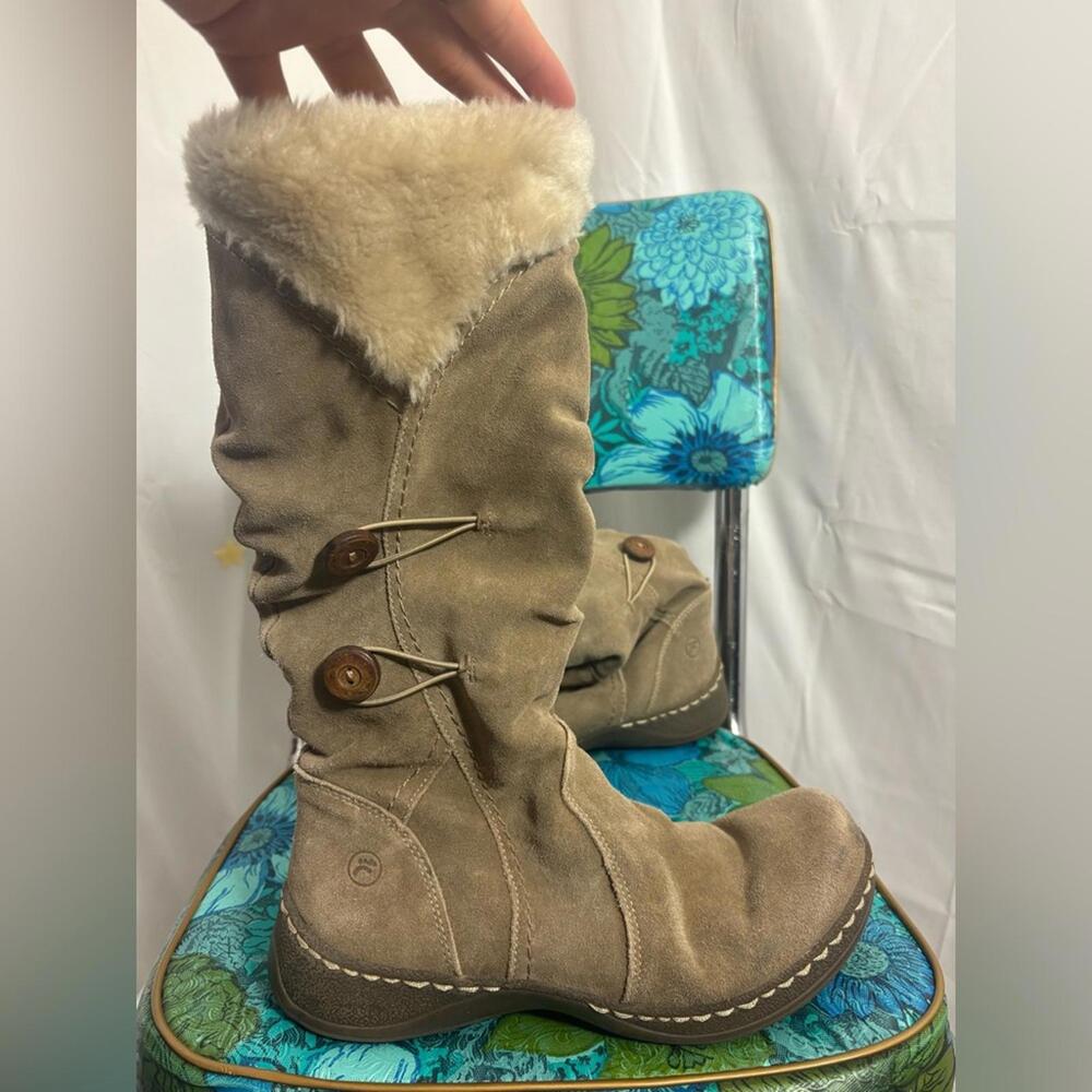 Bear Traps Tan Leather Suede Faux‎ Fur Lined Women’s Winter&Rain Boots Size 9.5